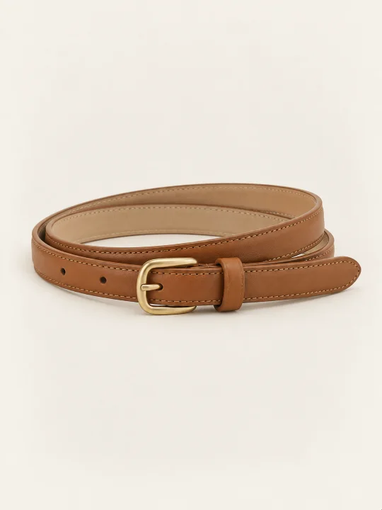 Slim Tan Leather Belt
