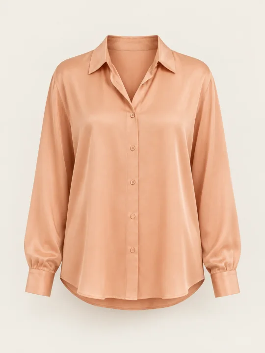 Warm Peach Silk Blouse